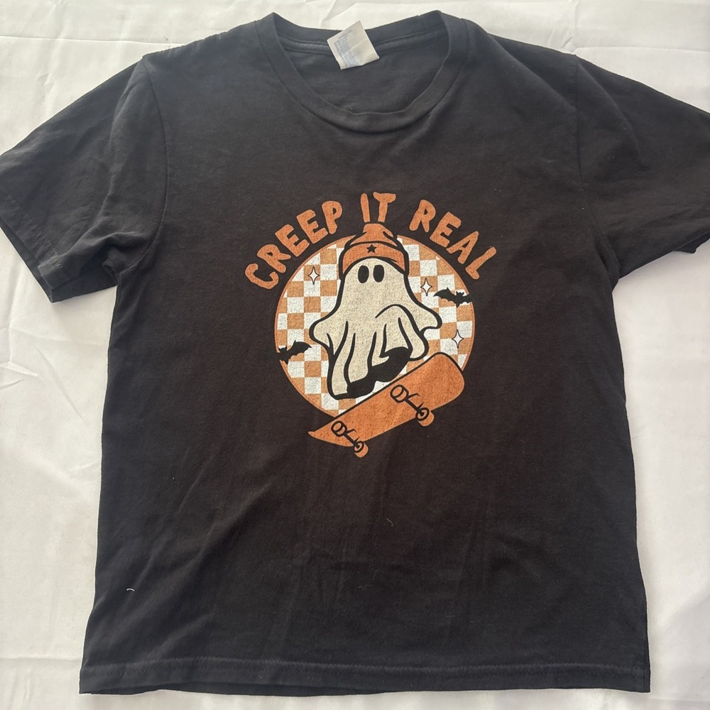 Real Youth Halloween Shirt Size Small Black Graphic Creep It Real Ghost Skater